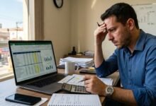Trabalhador brasileiro analisa finanças diante do aumento da inadimplência no crédito consignado privado
