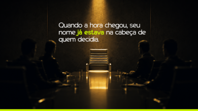 Cadeira vazia em sala de reuniões representando marca pessoal, posicionamento profissional e lembrança na tomada de decisão