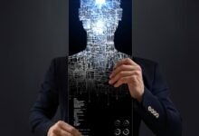 Executivo representa a transformação digital nas empresas utilizando inteligência artificial, automação e novos modelos de operação.