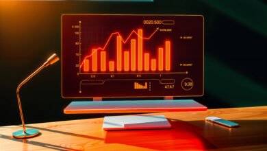 Dashboard financeiro exibindo gráficos de desempenho e fluxo de caixa em monitor, representando gestão de recebíveis, capital de giro e decisões estratégicas de funding para empresas.