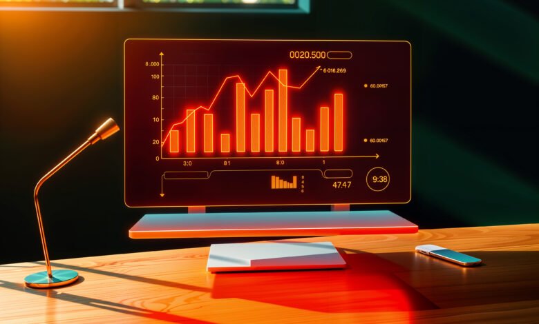 Dashboard financeiro exibindo gráficos de desempenho e fluxo de caixa em monitor, representando gestão de recebíveis, capital de giro e decisões estratégicas de funding para empresas.