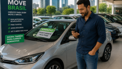 Motorista de aplicativo avalia a compra de um carro seminovo por meio do programa Move Brasil, que amplia o acesso ao crédito para renovação da frota de taxistas e profissionais de transporte por aplicativo.