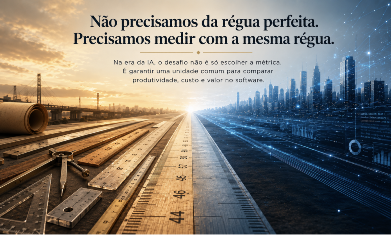 Régua representa a comparação de produtividade, custo e valor no desenvolvimento de software com IA