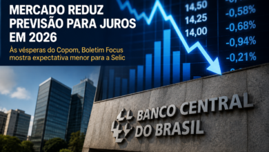Mercado reduz previsão para juros em 2026 antes da reunião do Copom
