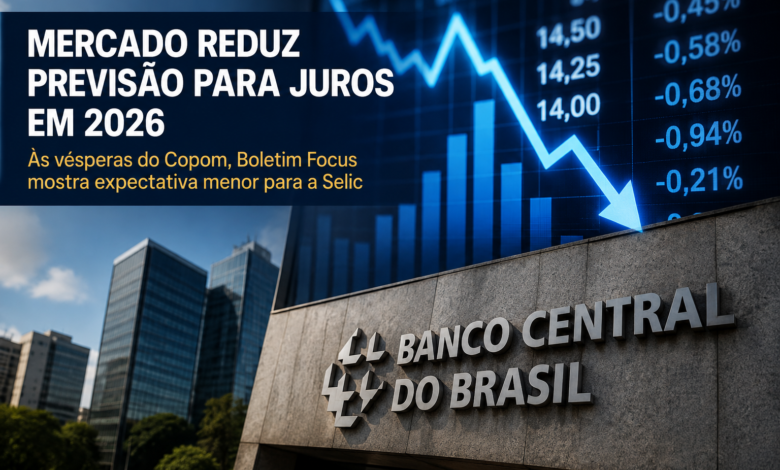 Mercado reduz previsão para juros em 2026 antes da reunião do Copom