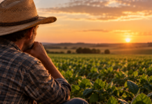 Produtor rural diante do campo representa os desafios do crédito no agronegócio