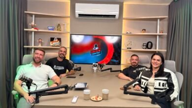 Jean e Cris durante a estreia do ContraPonto Fitness e Saúde sobre transformação, saúde e fisiculturismo