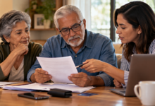 Aposentado analisa proposta de crédito com a família