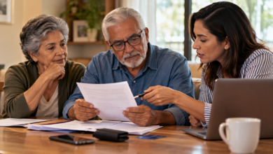 Aposentado analisa proposta de crédito com a família