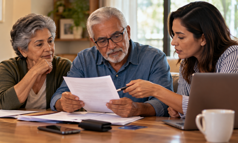 Aposentado analisa proposta de crédito com a família
